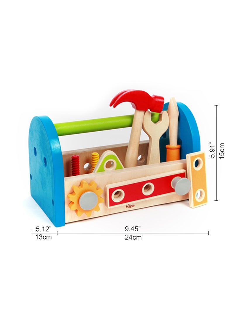 Fix-It Wooden Toolbox Set | 14-Piece Pretend Play Construction Tool Kit for Kids | Includes Hammer, Wrench, Nails, Bolts | Promotes Problem-Solving  Engineering Skills Wooden Pounding Toys 3Y+ - Image 2